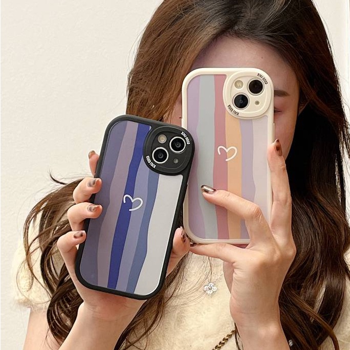 Couple Rainbow Stripe Soft Case VIVO Y11 Y12i Y15 Y17 Y20S Y20i Y12S Y50 Y30i V9 S1 V9 Y19 Y91C Y93 Y95 Y01 Y15S Y15A V15 V11I Y21S Y21A Y21G Y21T Y33S Y16 Y22S Y35 V23E S1 Pro V5S