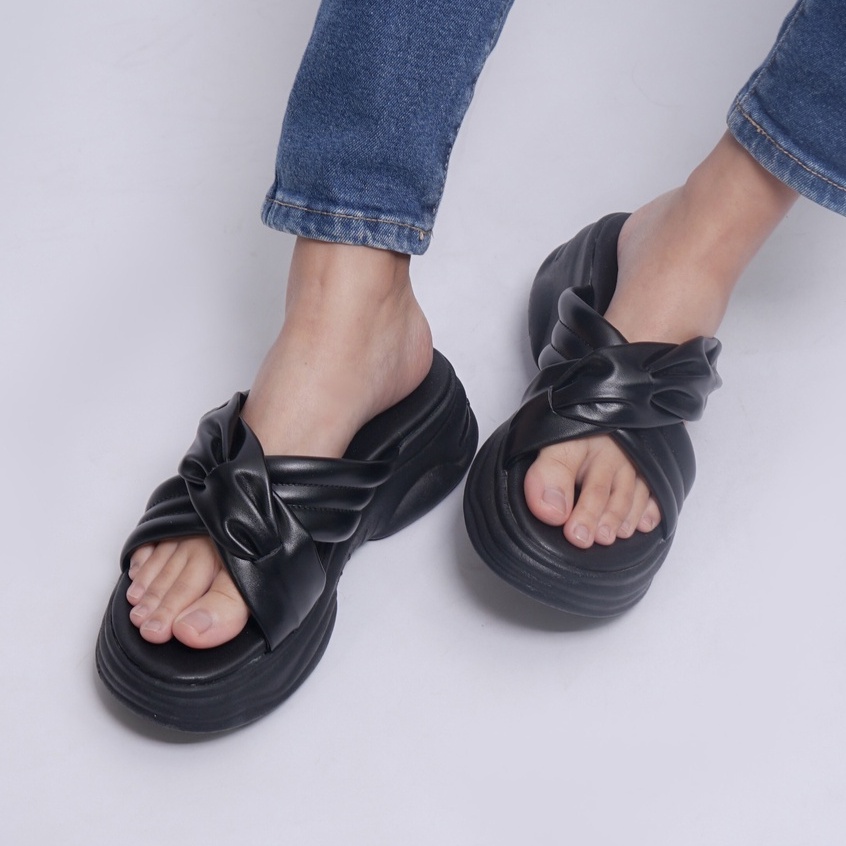 Dunkenstock ROSSA Sandal Wedges Wanita Kekinian Sendal Slop Cewek Hak Platform Casual Terbaru