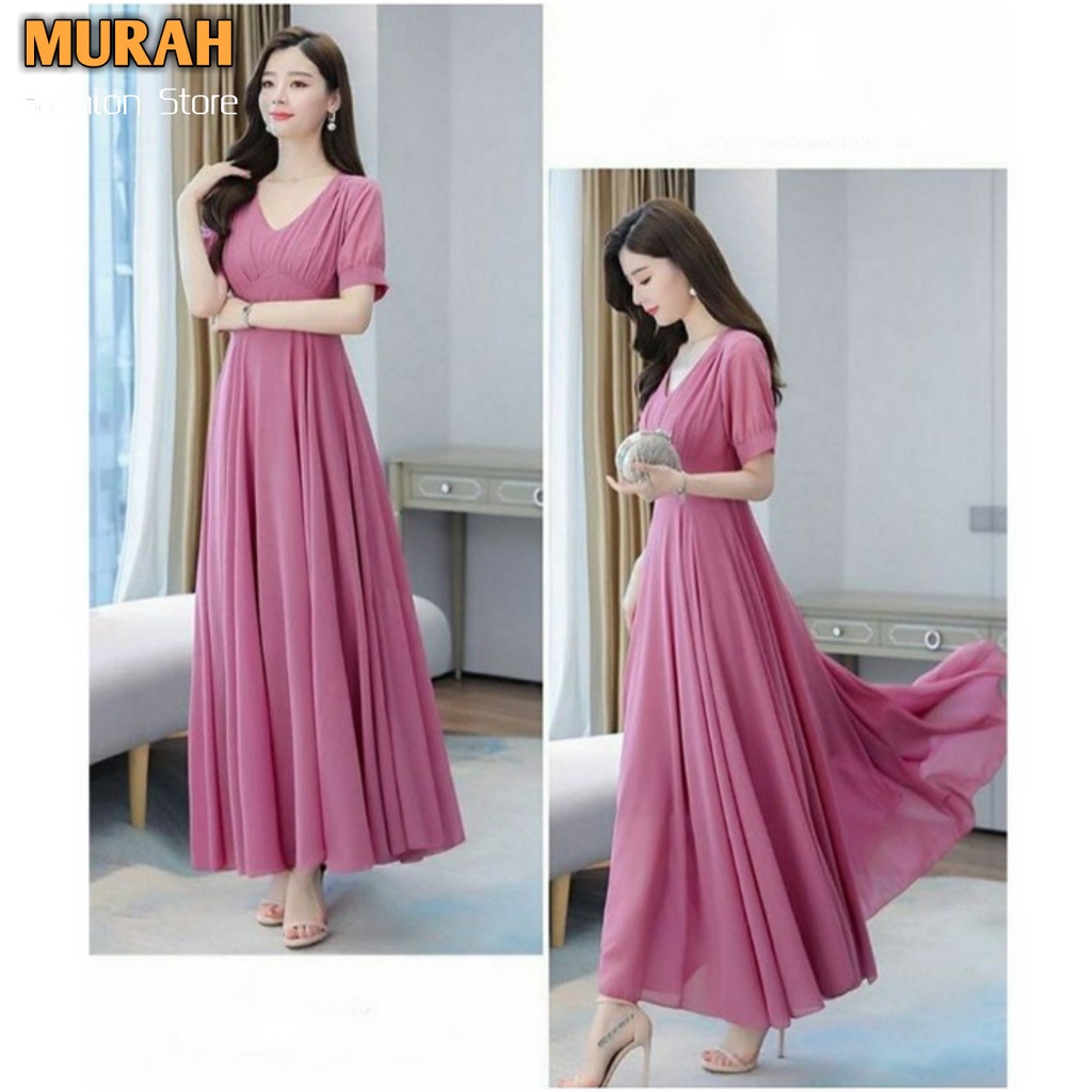 Dress brokat pesta longdress Lace wanita Elegan baju gaun malam perempuan gereja natal acara formal