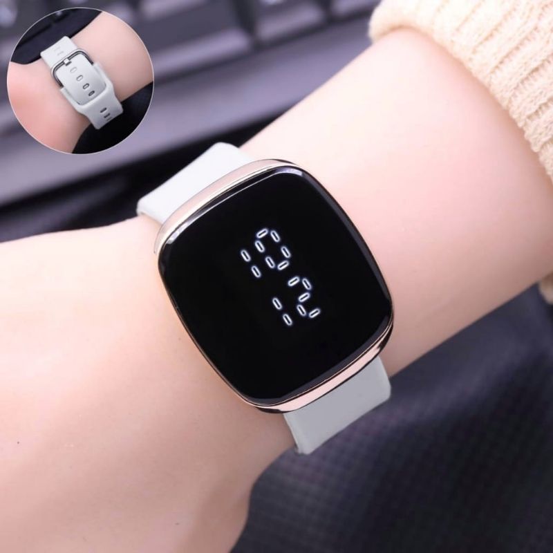 Jam Tangan Wanita Led Watch Digital Terbaru Strap Rubber/Silicon Jam Tangan Fashion Cewek Free Batrai Cadangan F. O. S