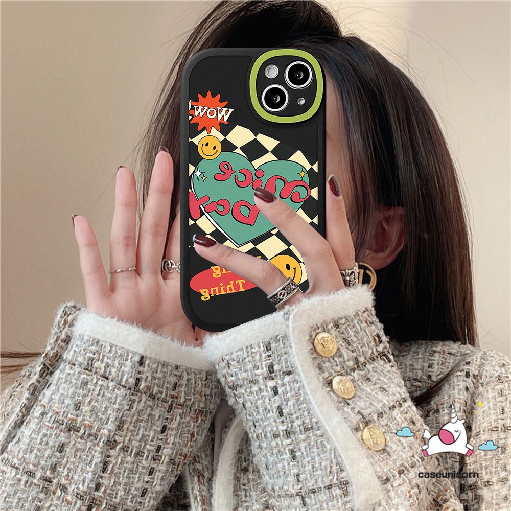Casing Hp Kompatibel Untuk IPhone 11 Pro Max13 12 14 Pro Max7 8 6 6s Plus 14plus XR X XS MAX SE 2020papan Catur Lucu Smile Love Hati Soft TPU Back Couple Cover