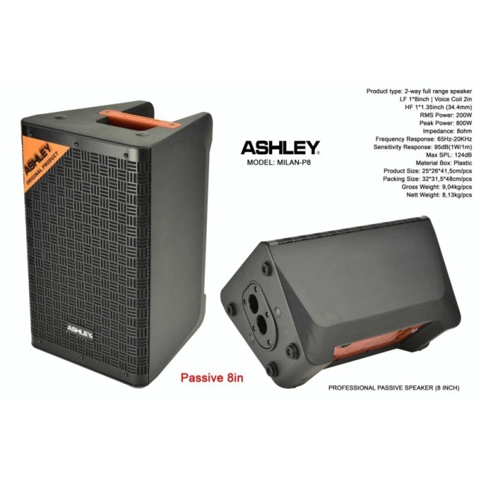 <<<<<] Speaker Monitor Pasif Ashley Milan P8 8 inch Original TERBAIK