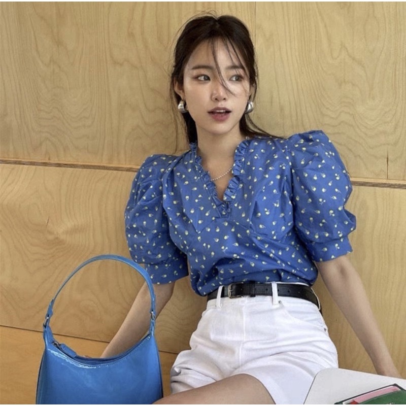 TOP 3437 ATASAN BUNGA PREMIUM BLOUSE IMPOR KOREA AMITIE APPAREAL