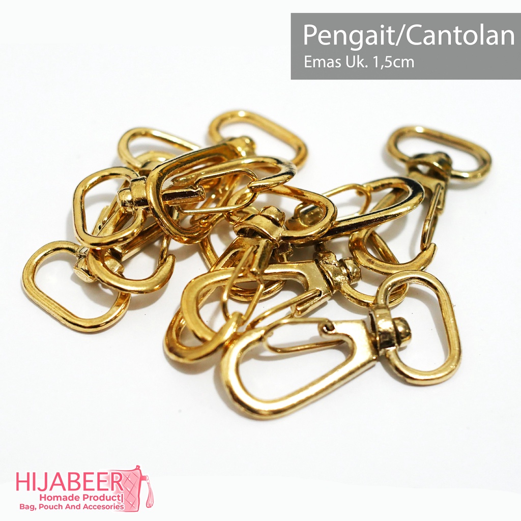 Pengait Tas Kaitan Cantelan Kunci Emas 1,5cm /10pcs