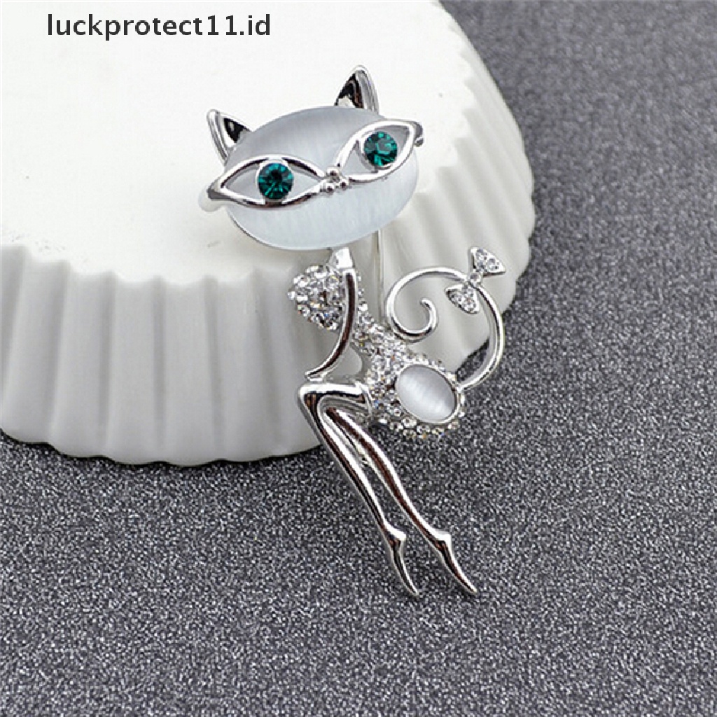 /Fashion Hot// Fashion// Fashion Opal Berlian Imitasi Kristal Kucing Kecil Bros Pin Hewan Lucu Sexy Perhiasan.