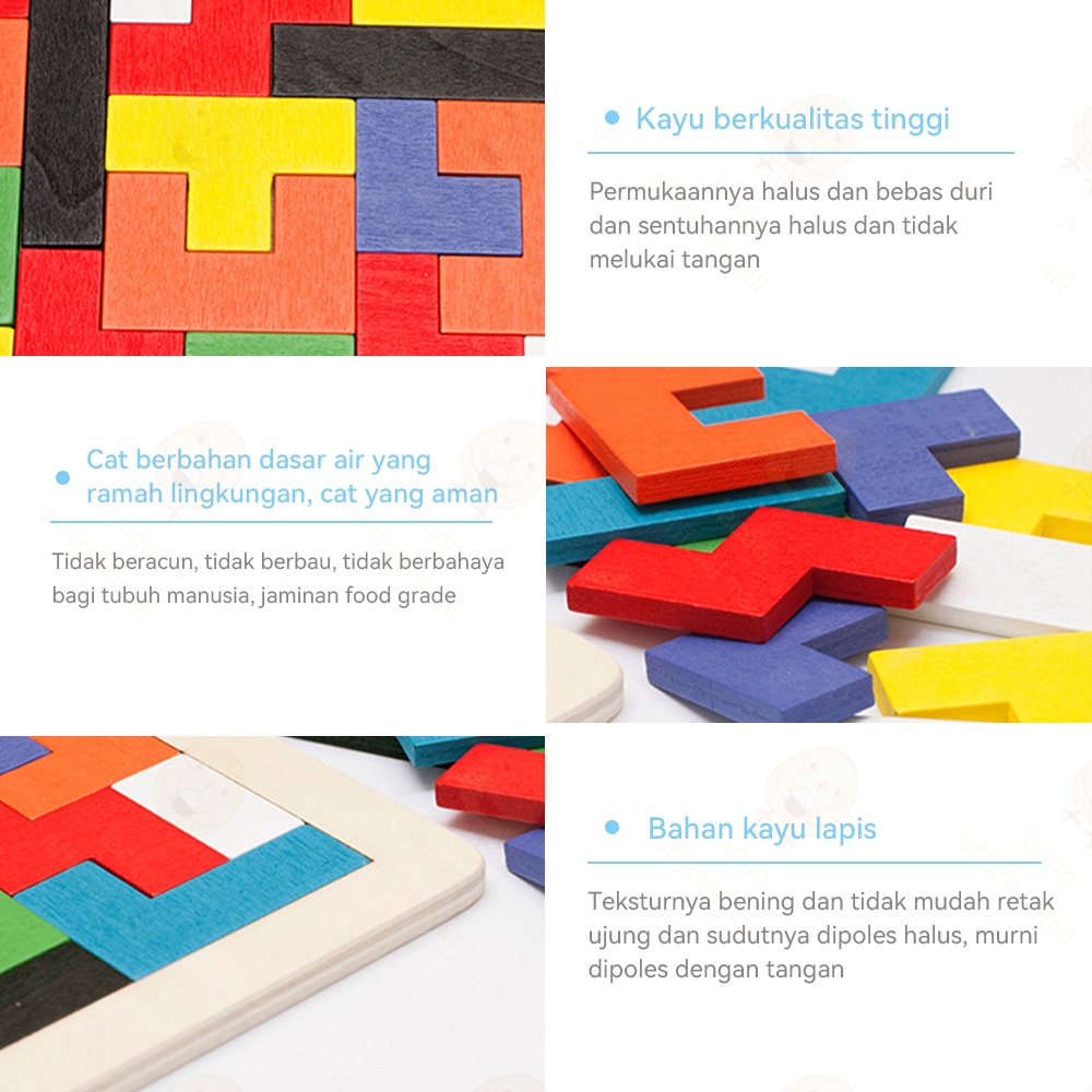 Poney Puzzle tetris kayu mainan edukasi tetris block toys Puzzle bentuk geometri