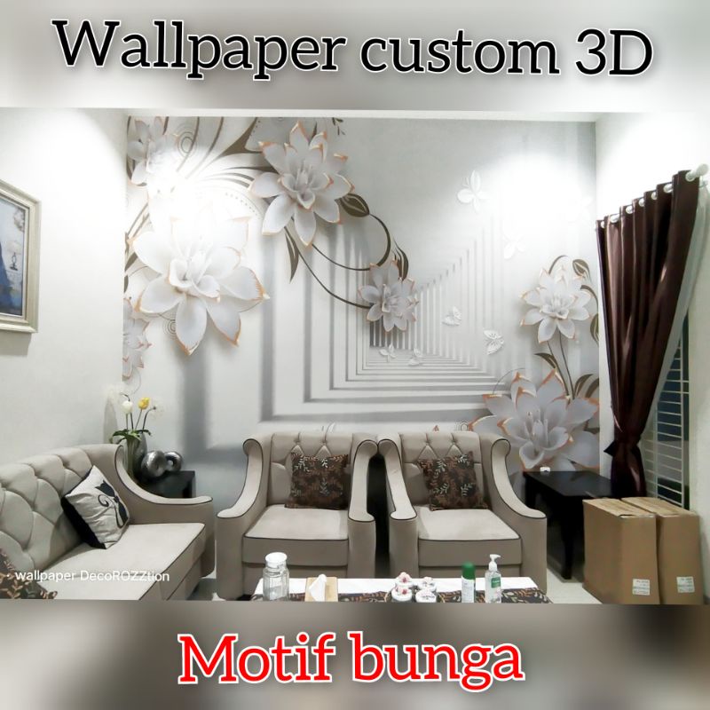wallpaper bunga 3D / wallpaper custom 3D / wallpaper dinding 3D premium