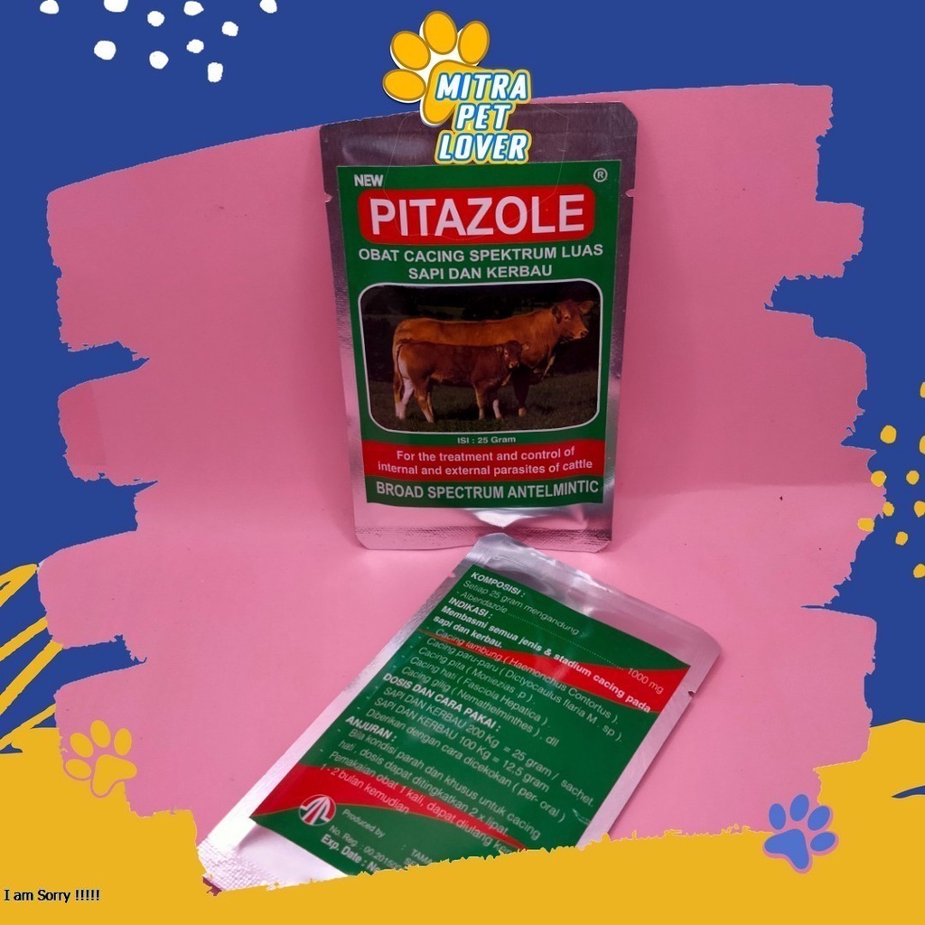 OBAT CACING SAPI - PITAZOLE SERBUK 25GRAM - MENGOBATI CACINGAN PADA HEWAN TERNAK COW KERBAU MEMBASMI WORM LAMBUNG PITA - MURAH ASLI GARANSI KUALITAS ORIGINAL - PET ANIMAL HEALTHCARE &amp; VETERINARY TAMASINDO OBAT KESEHATAN &amp;VITAMIN TERNAK HEWAN MITRAPETLOVER