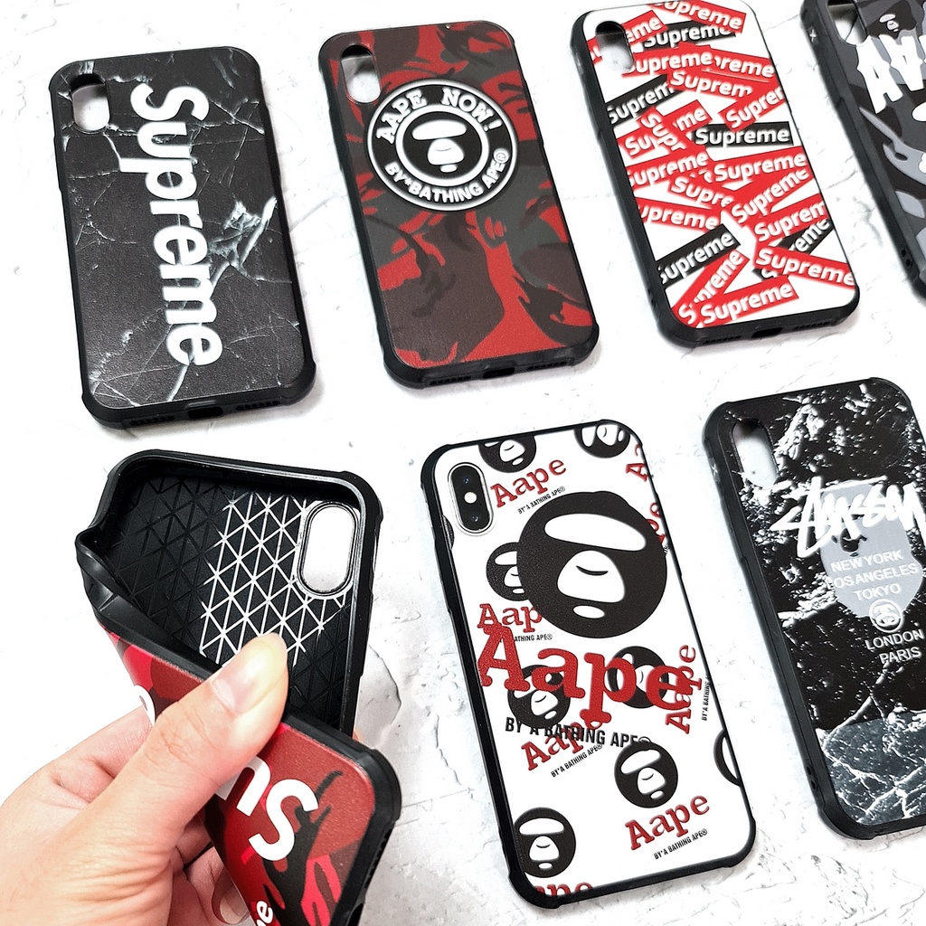 [ BUY 1 GET 1 FREE ] COC - IPHONE 7 PLUS 8 PLUS X XS | COCO PRINT soft black case anti crack motif aape