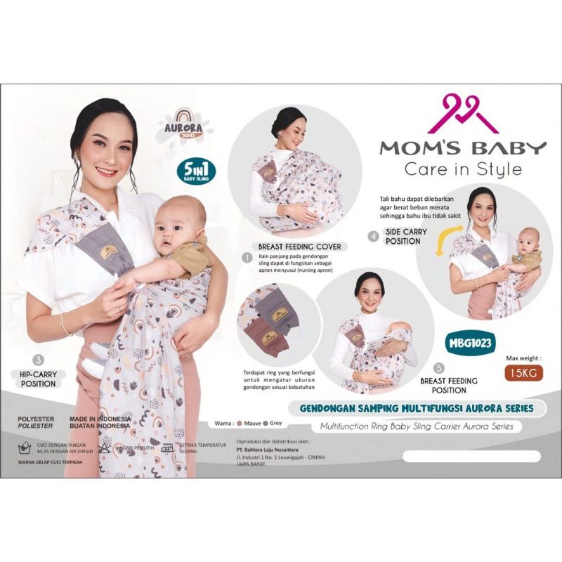 Mom's Baby Gendongan Bayi Samping Multifungsi (bisa u/ newborn) Aurora Series - MBG1023