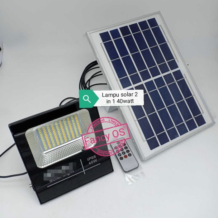 LAMPU SOROT SOLAR PANEL LED 40W 40WATT KUNING TENAGA SURYA REMOTE