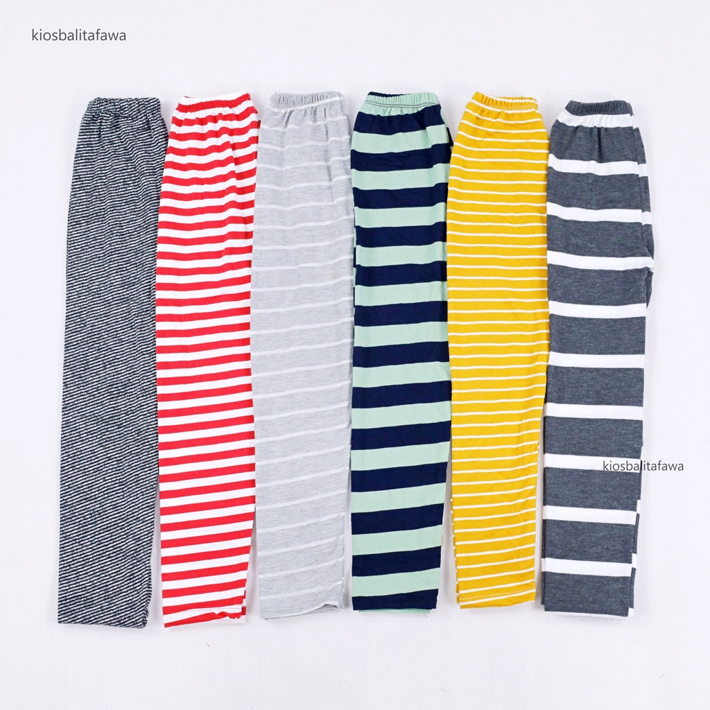 Legging Motif Salur uk 8-12 Tahun / Celana Salur Panjang Anak Perempuan Lejing Laging Tanggung Murah Motif Adem