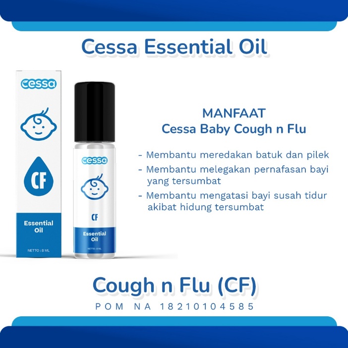 Cessa Baby Essential Oil 8ML Fever Drop Dan Cough n Flu 0-3 Tahun Penurun Demam dan Pereda Batuk Flu Bayi CBKS LC