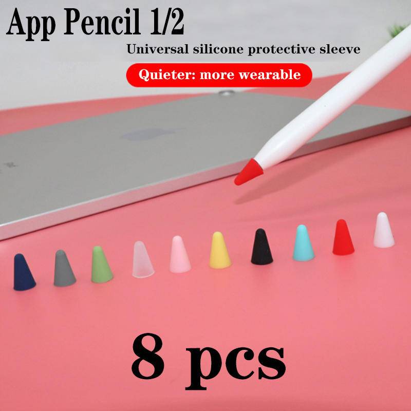 8pcs Warna Silikon Lembut Pengganti Tip Case Nib Cover Skin Untuk Apple Pencil 1 2 Stylus Touchscreen Pen Tip Cover Cases Untuk Apple Pencil 1st 2nd