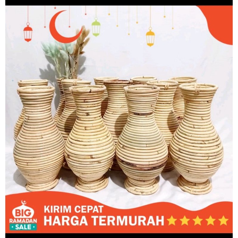 Pot bunga Rotan Besar Guci Keramik Hiasan Rumah Vas Bunga Aesthetic Murah