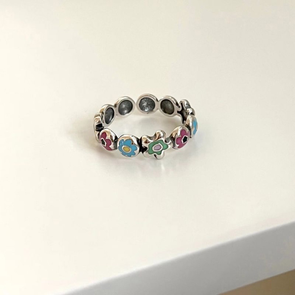 [COD Tangding]ins Cincin Bunga Tetes Minyak Korea Y2K Gadis Manis Lucu Pembukaan Cincin Adjustable Perhiasan