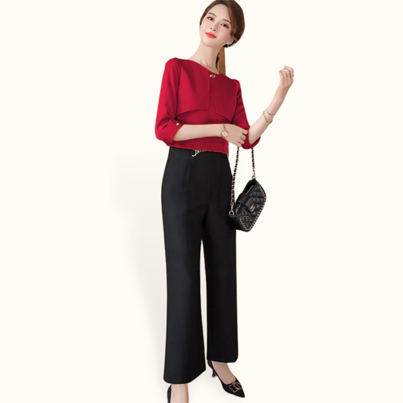 Blus Lengan 3/4 wanita Gaya Korea variasi kalung - XSHOP Sapphire