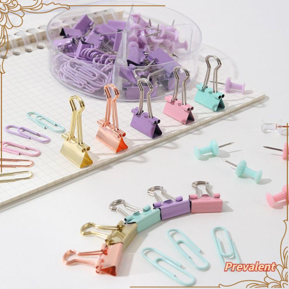 Preva 65PCS/Box Alat Pengikat Kertas Klip|Klip Ekor Panjang Bahan Metal Warna