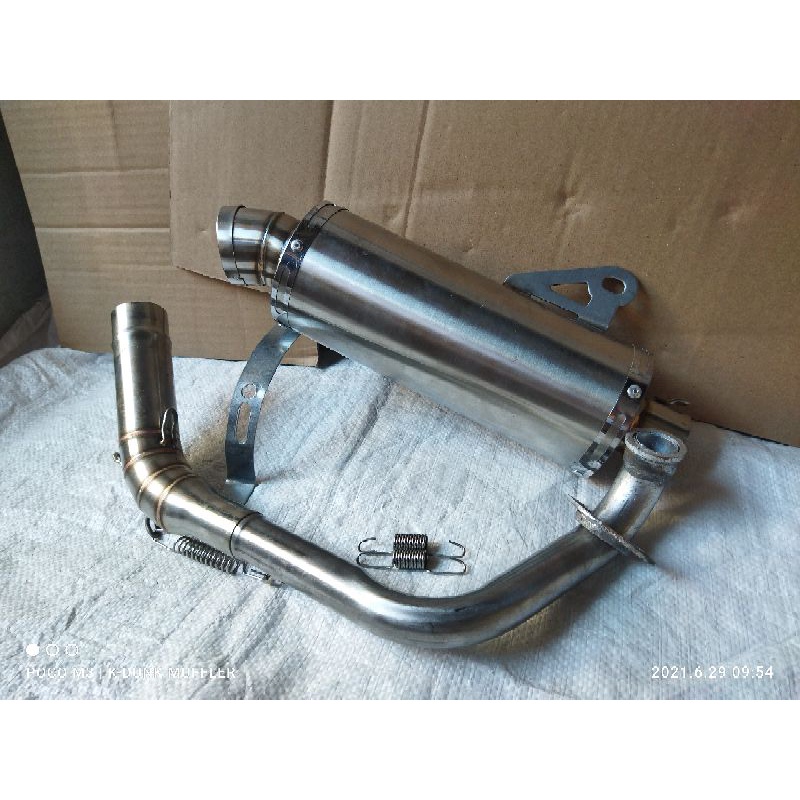 Knalpot Polos custom Black Devil Beat Scoopy Leher atas