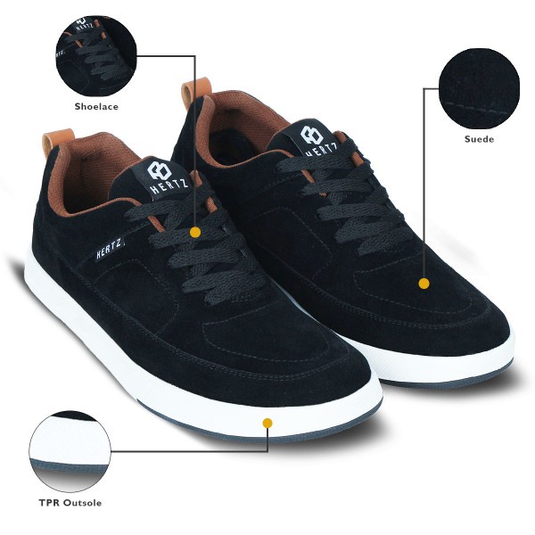 Sepatu Sneakers Pria Terbaru H 3083 Brand Hertz Sepatu Casual Kets sekolah Kuliah Warna Hitam