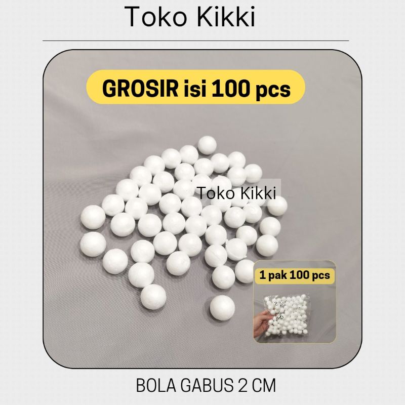 100 pcs Bola Gabus diameter 2 cm / bola prakarya boneka salju styrofoam ball bola gabus styrofoam