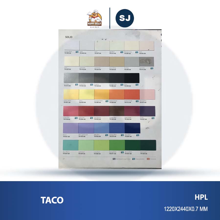 TACO HPL WARNA POLOS / SOLID COLOR KODE AA - Pelapis Furniture