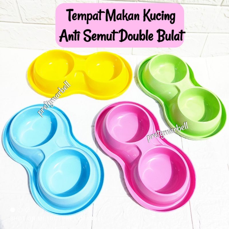 Tempat Makan Bowl Mangkok Kucing Anti Semut Double Bulat