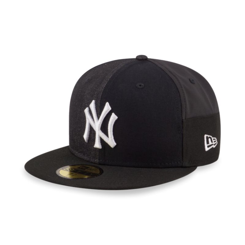 Topi New Era Cap New York Yankees Black Patchwork 59Fifty Fitted Hat Original