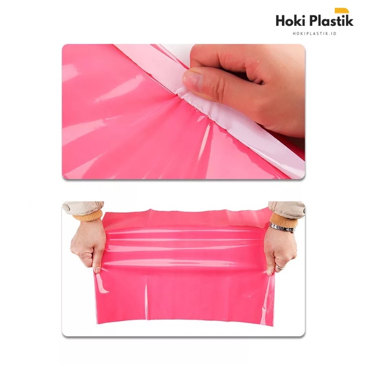 Polymailer Pink 17x30 cm Isi (100pcs)  Plastic Packing Olshop Kemasan Lem Amplop Murah Polos Sablon Fanta Baby Pink Design Custom Kuat Tebal Tipis Plastik Premium Glossy Besar Kecil Bungkus Baju Hijab Hoodie Sepatu Laundry Jilbab Jaket Asesoris