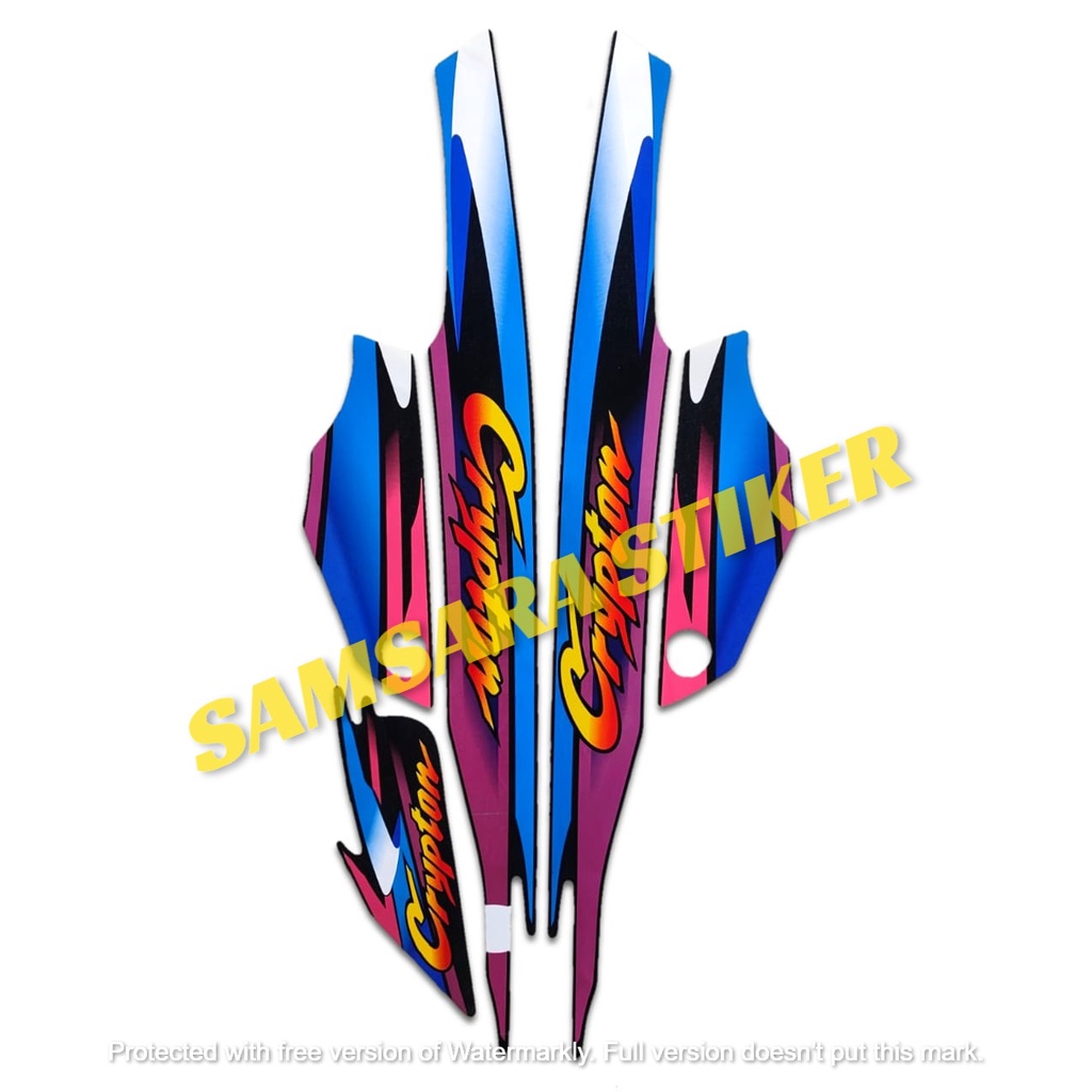 Stiker Motor Yamaha Crypton 2000 Biru 1Set
