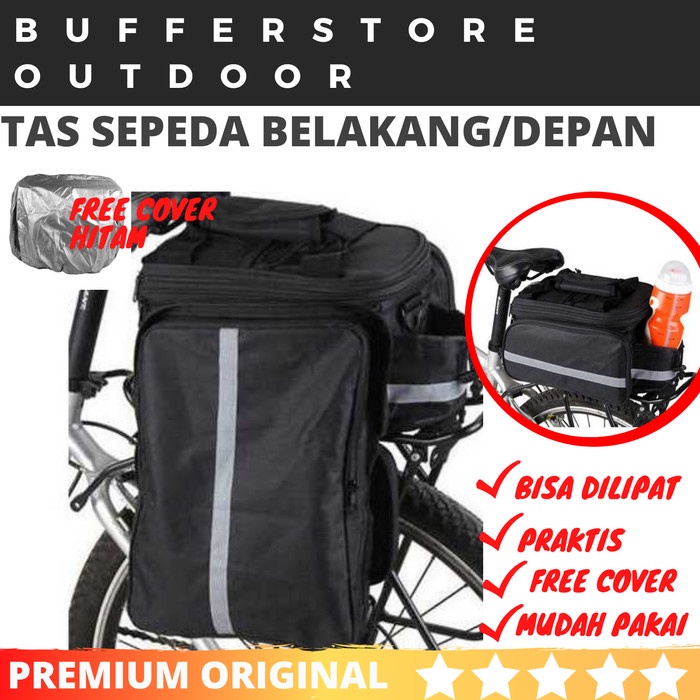 TAS SEPEDA BELAKANG PANNIER LIPAT MTB TOURING FREE COVER WATERPROOF
