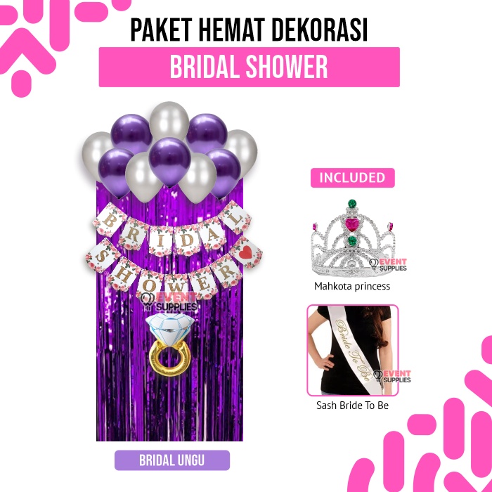 Paket Dekorasi Bridal Shower Plus Mahkota Dan Selempang Bride To Be Dekorasi Bride To Be Dekorasi Wedding