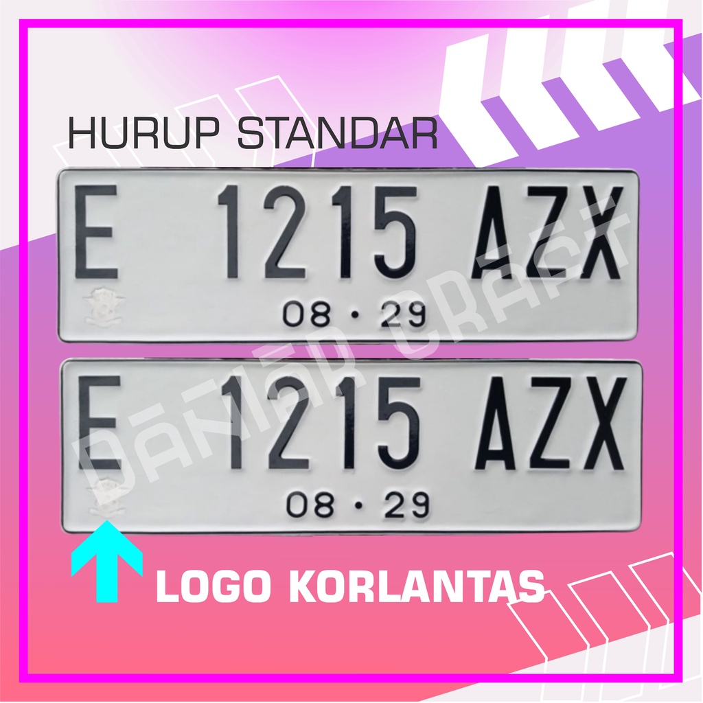 Plat nomor mobil putih hitam standar samsat berlogo korlantas