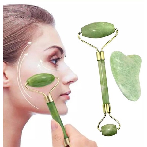 ALAT PIJAT MUKA WAJAH JADE ROLLER MASSAGER FACIAL MASSAGE BATU ROLLER GIOK STONE BATU GIOK PIJAT WAJAH GUA SHA STONE GUASHA GIOK