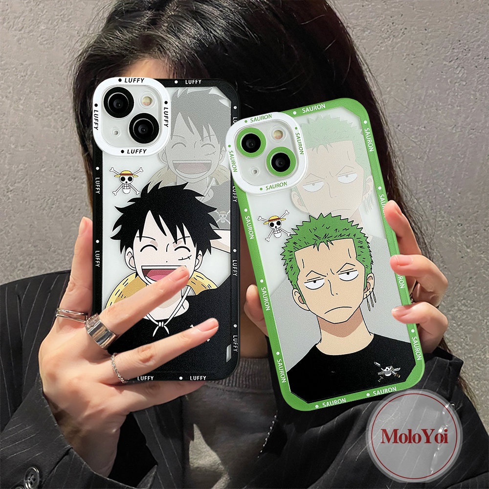 IPHONE Casing Shockproof Kompatibel Untuk Iphone14 13 12 Pro Max11 7Plus 8Plus XR X XS Max 6 6s 8 7 Plus SE 2020 TPU Lembut Kartun Anime One Piece Luffy Zoro Angel Eyes Cover