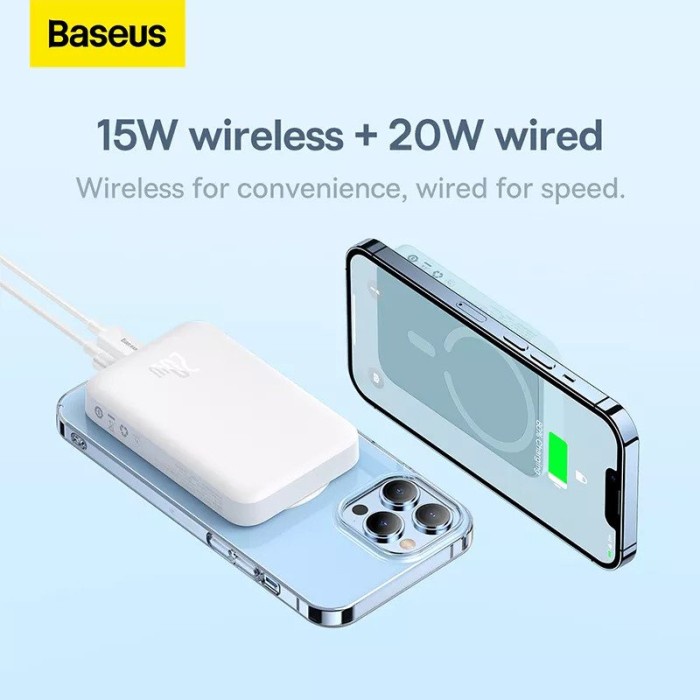 Baseus Powerbank Magnetic Mini Wireless Charger 10000 mAh 20000 mAh 20W