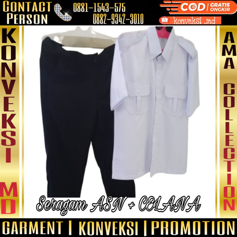 Seragam dinas ASN + celana/seragam dinas ASN plus bawahan/seragam dinas putih PNS plus celana
