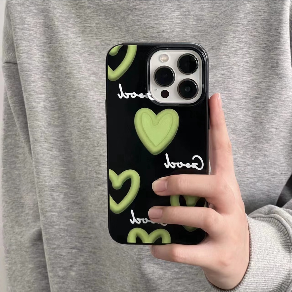 IPHONE Ins Pola Hati Cocok Untuk Iphone14 14pro 14Plus 14prm Iphone13 13pro 13prm Iphone11 7Plus 8Plus Xr XS 12 Pro Max Empat Sudut Casing Ponsel Tahan Guncangan