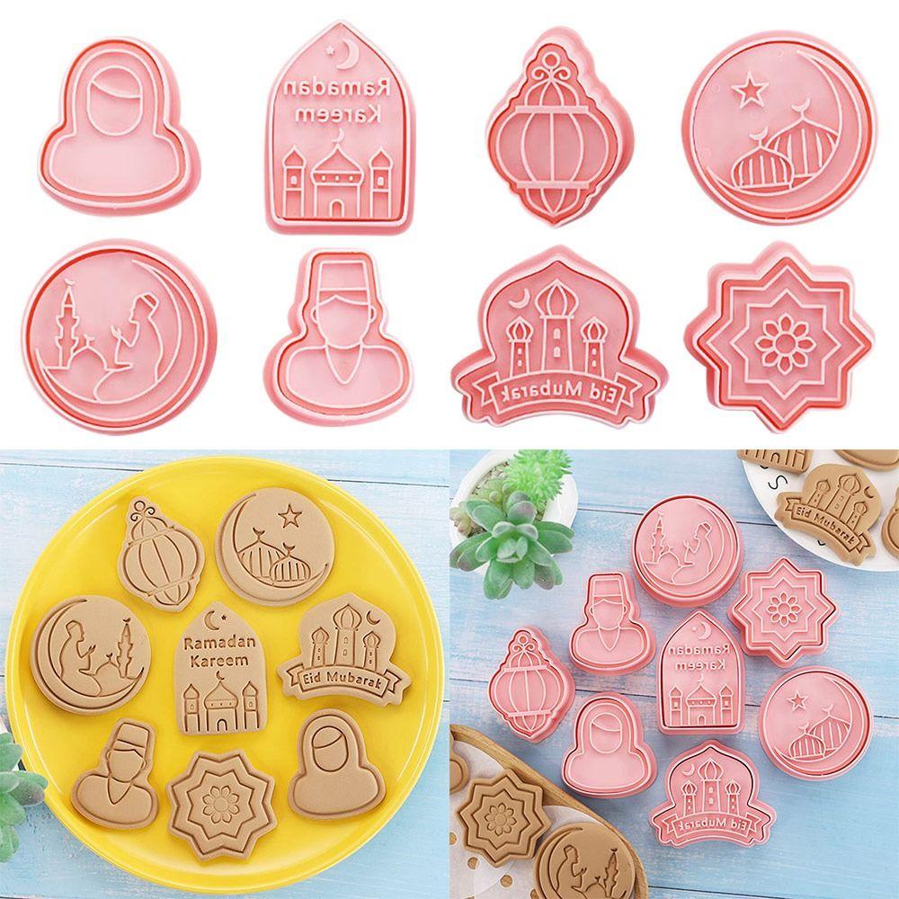 Solighter 8pcs/set Cetakan Kue Fondant Makanan Eid Mubarak Islam Muslim Festival Cookie Cutter