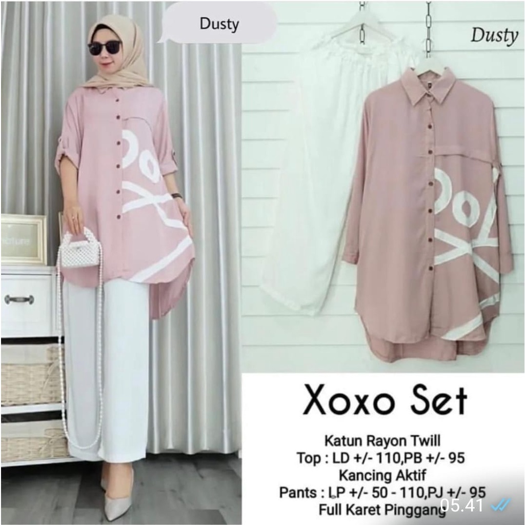 XOXO SET II SETELAN BAJU MUSLIMAH MODERN BAHAN CRINKEL AIR FLOW PREMIUM II CRINKEL AIR FLOW PREMIUM II ADEM NYAMAN DIPAKAI II ARRAZAQU COLLECTION