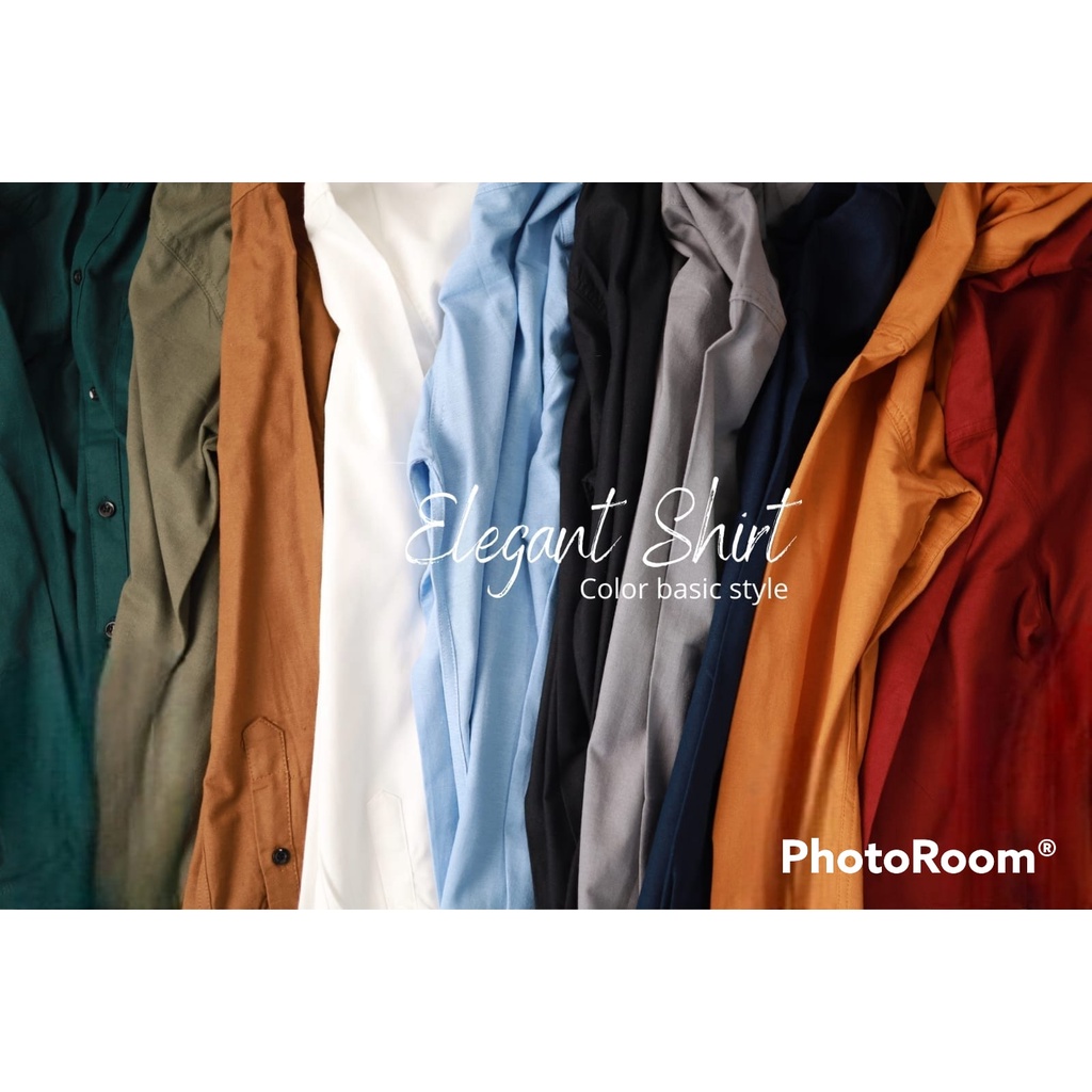 Kemeja Polos Pria H&M Slimfit Lengan Panjang dan Lengan Pendek Costume Warna