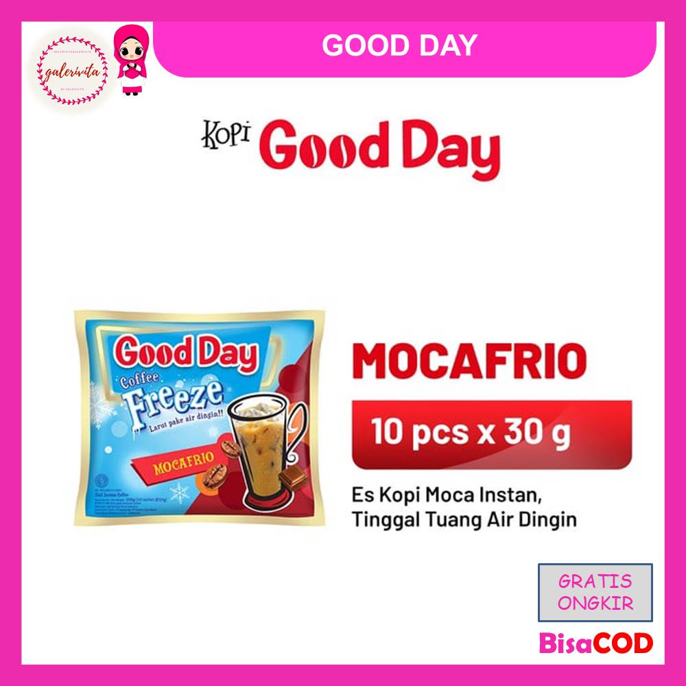 

Good Day Coffee Freeze Mocafrio 1 Renteng ( Isi 10 Pcs x 30 Gram )