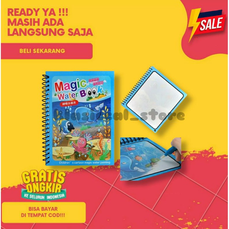 Jual MAGIC WATER BOOK BUKU MEWARNAI GAMBAR PENA AJAIB COLOURING ANIMALS