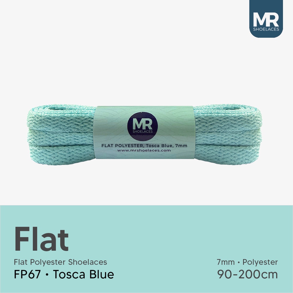 MR Shoelaces FP67 Tosca Blue (Biru Toska) Tali Sepatu Polyester Pipih Flat 7mm 80cm 90cm 100cm 120cm 130cm 150cm 180cm 200cm untuk Sneakers - Premium Shoelace