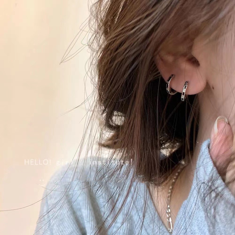 Set Anting Hoop Simple Untuk Wanita Silver Stud Earrings Keren Aksesoris Perhiasan