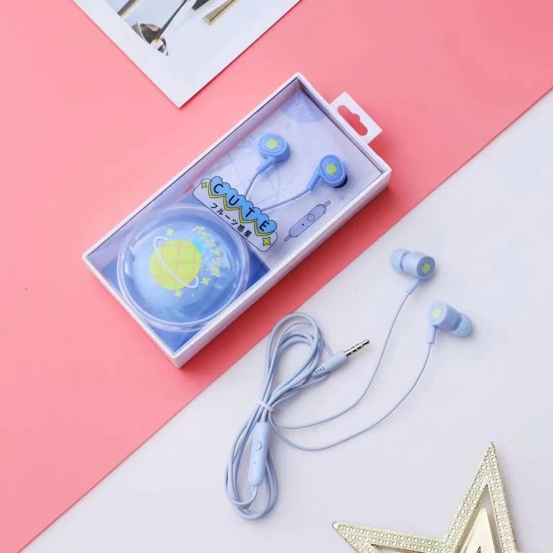 [ XY 38 ] Headset Earphone MOTIF CUTE DAILY KARAKTER SERI XY 38/ Earphone PLUS  Wadah Earphone Lucu Imut
