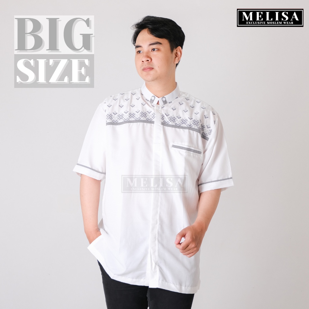 baju koko pria lengan pendek bahan poli katun warna putih tulang ukuran jumbo 2XL 3XL 4XL XXL XXXL XXXXL
