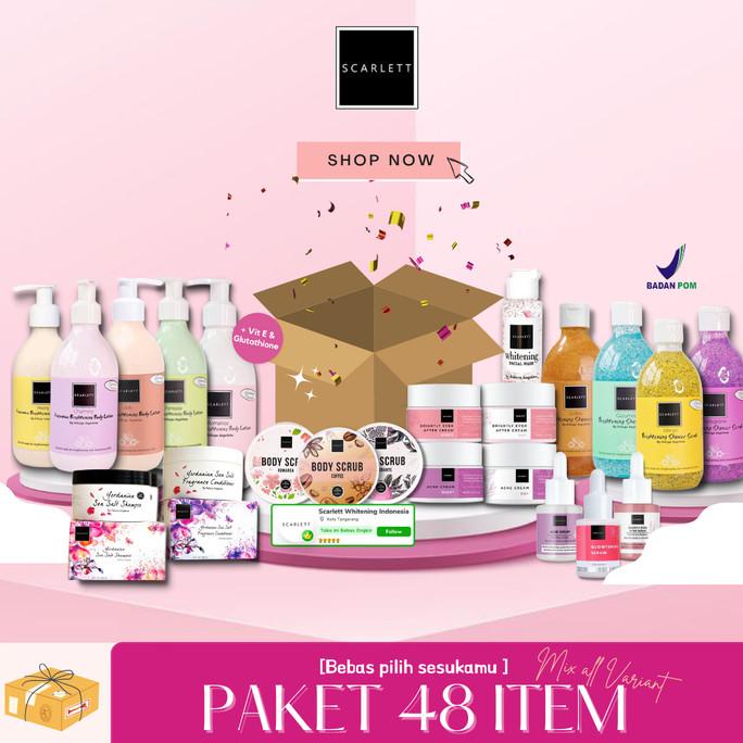 (BISA COD) PAKET SCARLETT WHITENING isi 48 ITEM - PAKET RESELLER SCARLETT