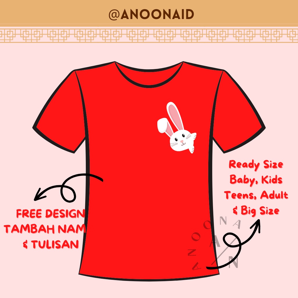 Baju Kaos Edisi Imlek Bayi Anak Dewasa Chinese New Year 2023 Series Bahan Katun Combed 30s unisex bi