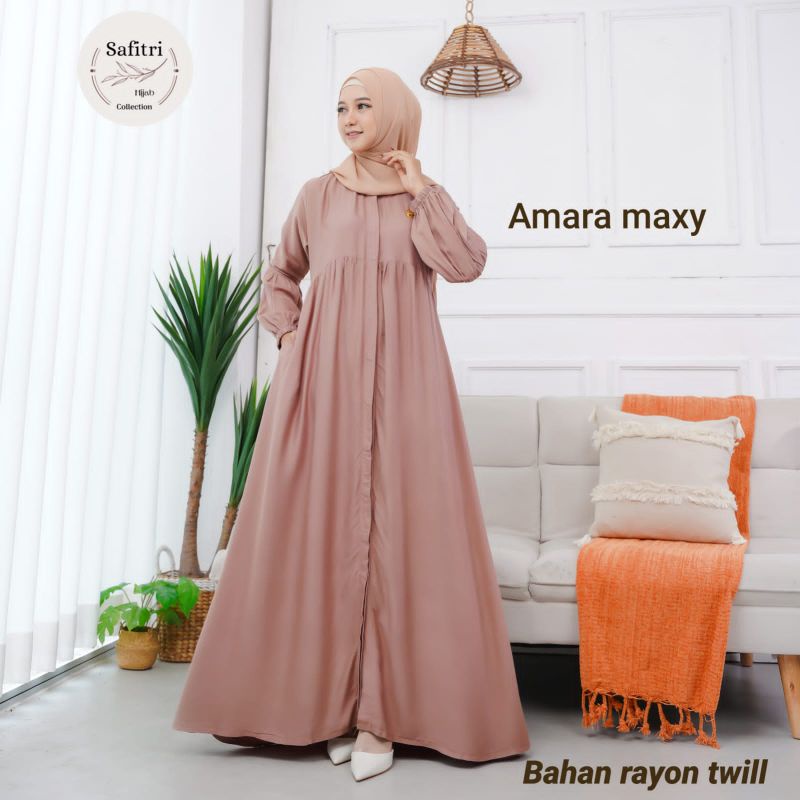 AMARA MAXY (NON-RAMPEL) gamis putih kekinian umroh thawaf manasik haji bahan Rayon Twill free bross by Safitri Fashion